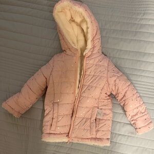 Falls Creek girls Pink Puffer Jacket with Star Accents size 2T